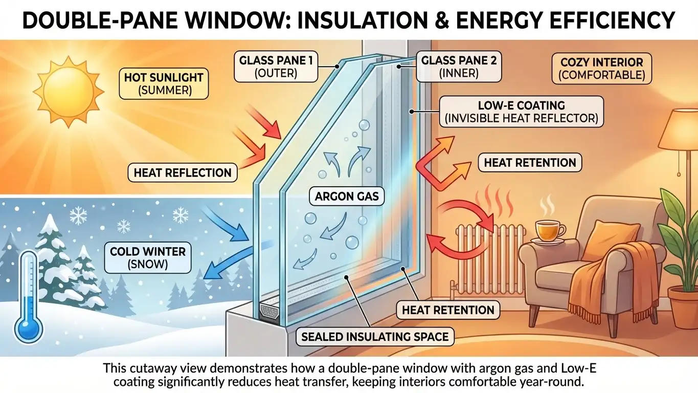 Cutaway diagram of insulated low-E glass